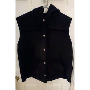 Ralph Lauren Women's Winter Classic Faux Suede Hooded Sherpa Lined Vest Black XL